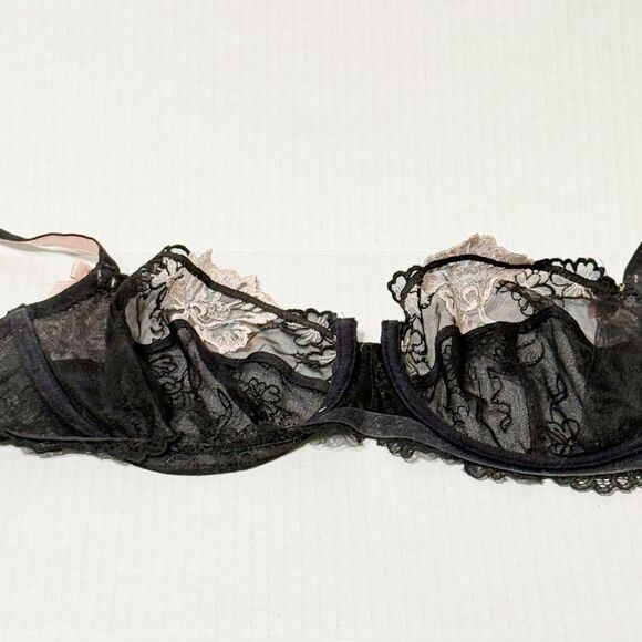 LISE CHARMEL 38C Bra ACA3003C Black Pink Lace Floral UnLine Underwire Pink Pearl - Picture 6 of 10